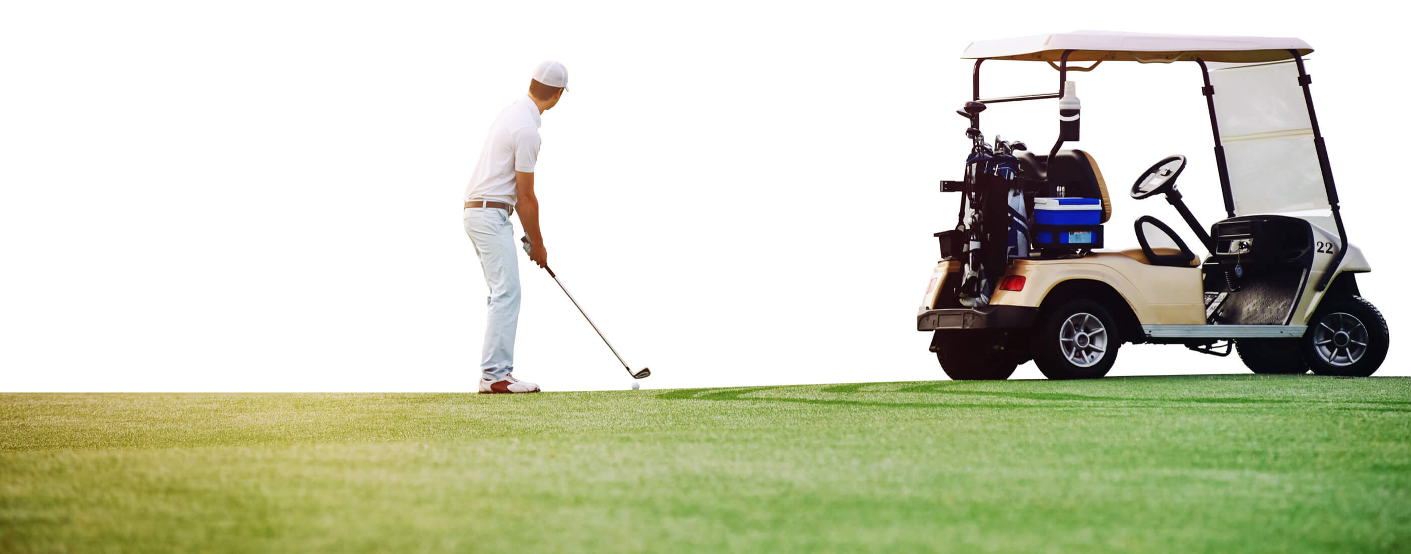 golfer and golf cart